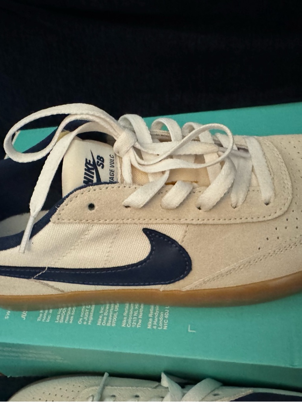 Nike SB Heritage VULC - Men’s size 8- Beige w Suede and canvas- with Navy Swoosh - Picture 2 of 8